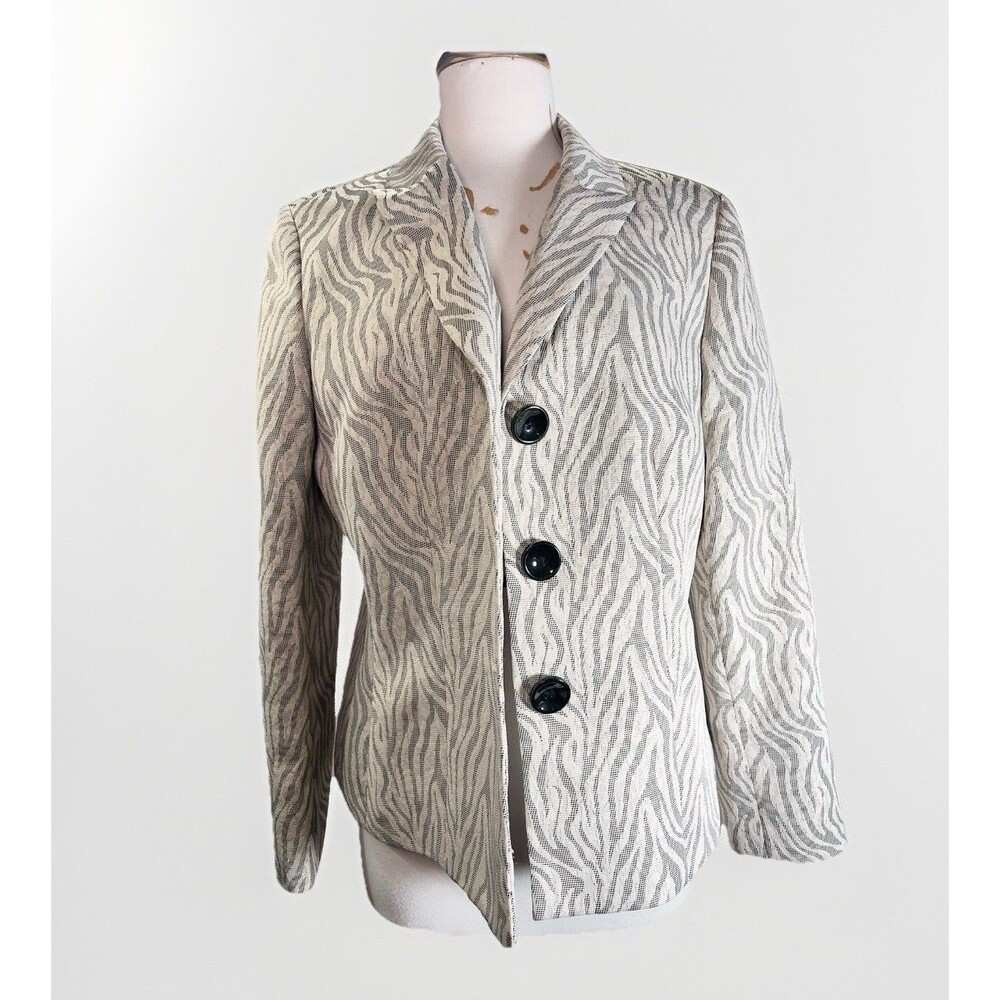 Jones Studio Blazer Size 14 Vintage 90's Animal Print Lace Stealth Wealth Jacket
